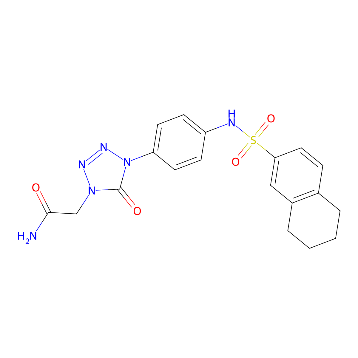 2-(5-oxo-4-(4-(5,6,7,8-tetrahydronaphthalene-2-sulfonamido)phenyl)-4,5-dihydro-1H-tetrazol-1-yl)acetamide molecular structure, CAS 1396572-39-6