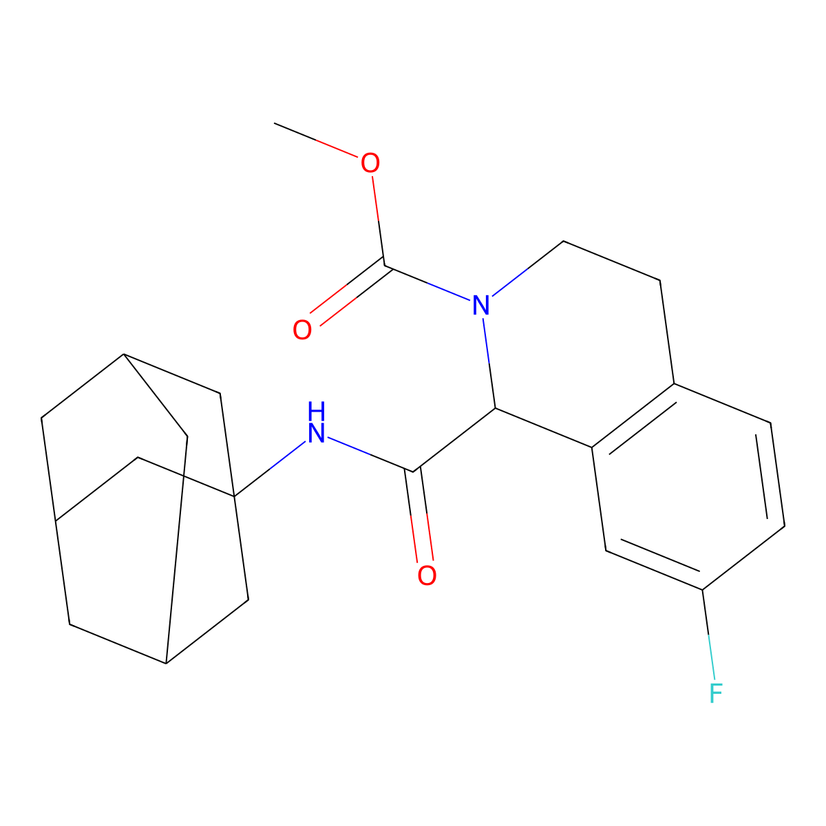 Methyl 1-[(adamantan-1-yl)carbamoyl]-7-fluoro-1,2,3,4-tetrahydroisoquinoline-2-carboxylate molecular structure, CAS 1396572-45-4