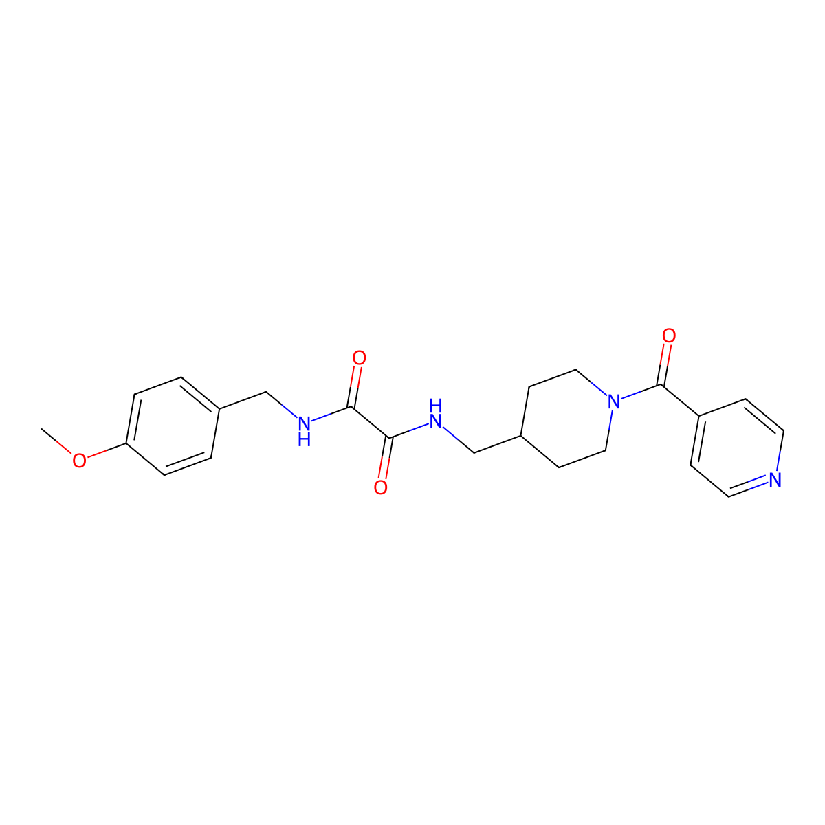 N1-((1-isonicotinoylpiperidin-4-yl)methyl)-N2-(4-methoxybenzyl)oxalamide molecular structure, CAS 1396572-48-7