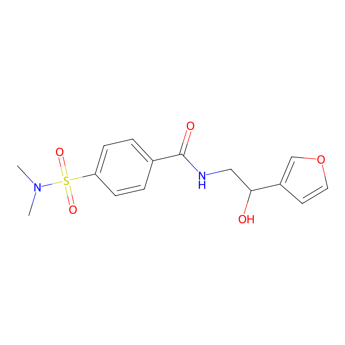 4-(N,N-dimethylsulfamoyl)-N-(2-(furan-3-yl)-2-hydroxyethyl)benzamide molecular structure, CAS 1396573-12-8