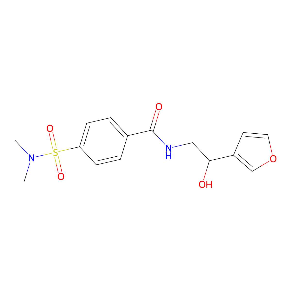 4-(N,N-dimethylsulfamoyl)-N-(2-(furan-3-yl)-2-hydroxyethyl)benzamide molecular structure, CAS 1396573-12-8
