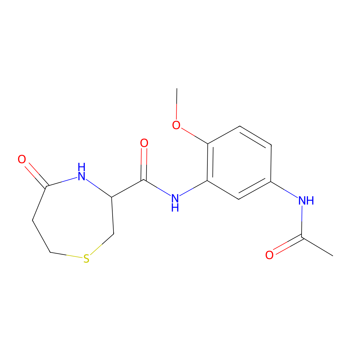 N-(5-acetamido-2-methoxyphenyl)-5-oxo-1,4-thiazepane-3-carboxamide molecular structure, CAS 1396573-43-5