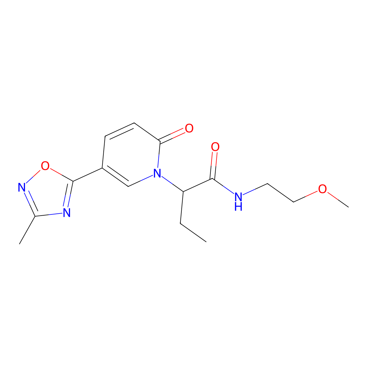 N-(2-methoxyethyl)-2-[5-(3-methyl-1,2,4-oxadiazol-5-yl)-2-oxopyridin-1(2H)-yl]butanamide molecular structure, CAS 1396573-51-5