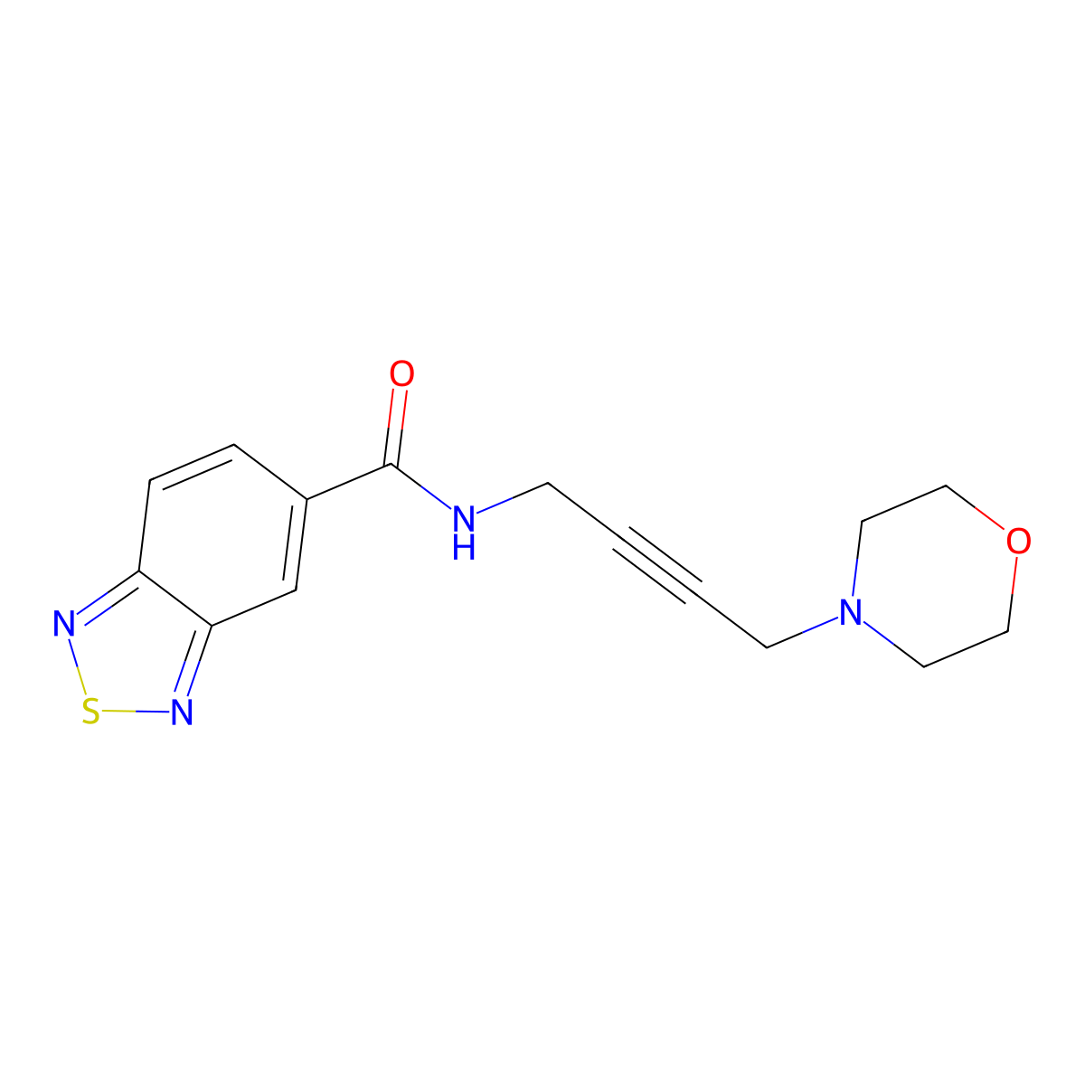 N-(4-morpholinobut-2-yn-1-yl)benzo[c][1,2,5]thiadiazole-5-carboxamide molecular structure, CAS 1396573-55-9