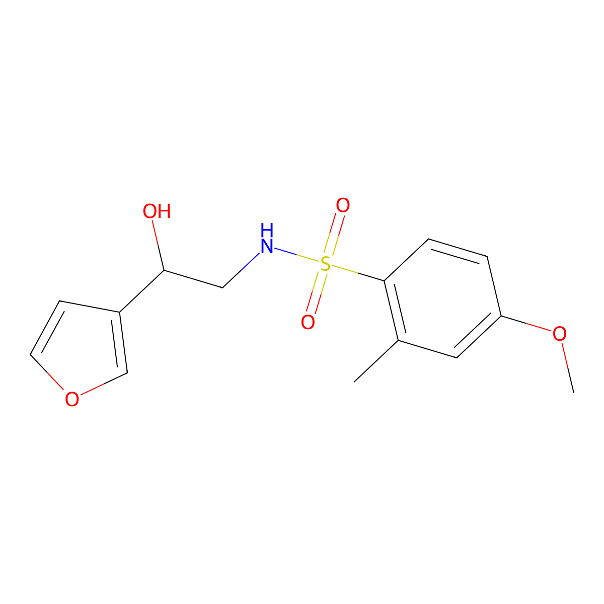 N-(2-(furan-3-yl)-2-hydroxyethyl)-4-methoxy-2-methylbenzenesulfonamide molecular structure, CAS 1396573-89-9