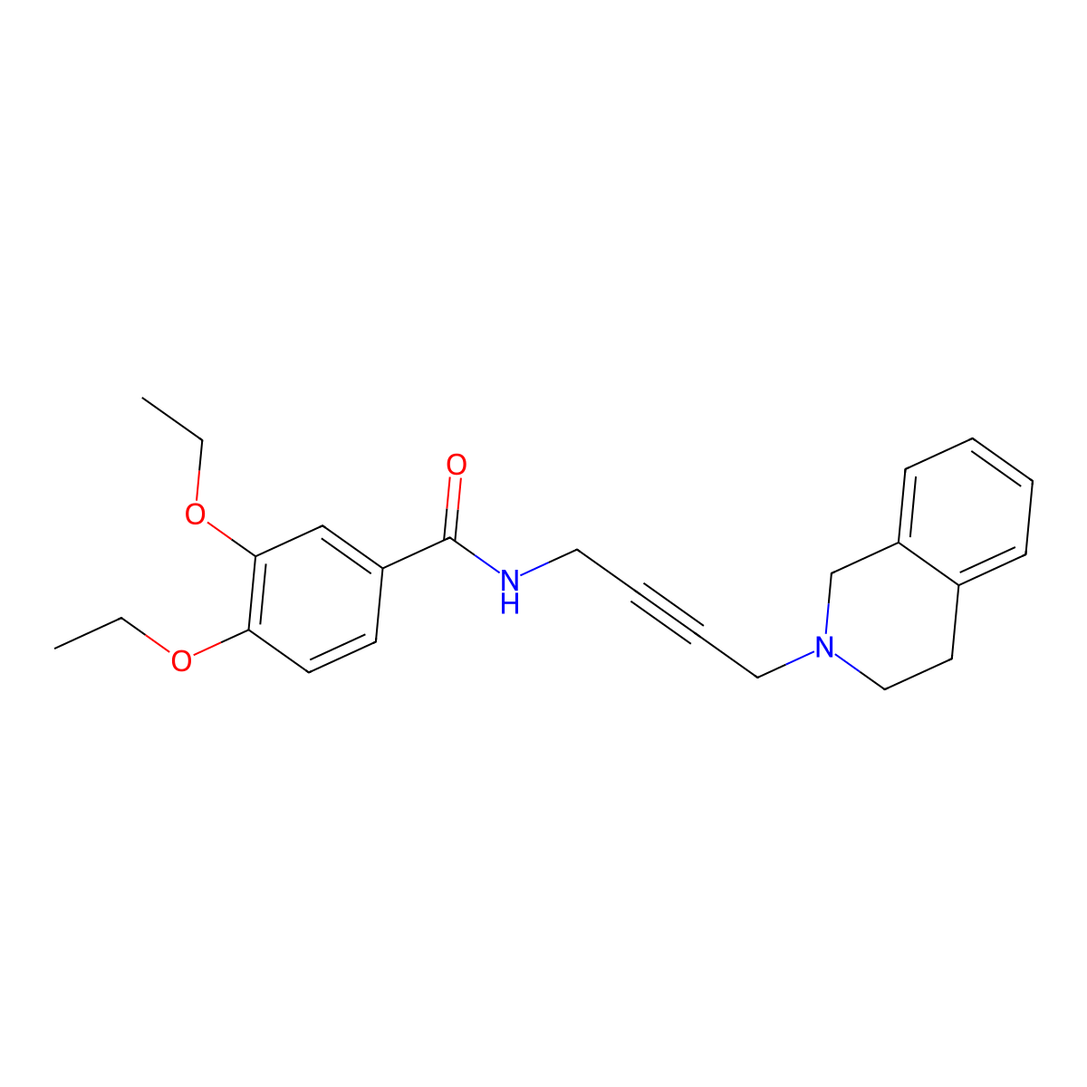 N-(4-(3,4-dihydroisoquinolin-2(1H)-yl)but-2-yn-1-yl)-3,4-diethoxybenzamide molecular structure, CAS 1396573-93-5