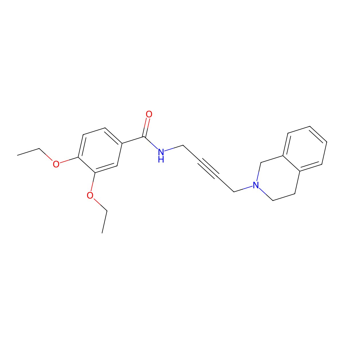 N-(4-(3,4-dihydroisoquinolin-2(1H)-yl)but-2-yn-1-yl)-3,4-diethoxybenzamide molecular structure, CAS 1396573-93-5