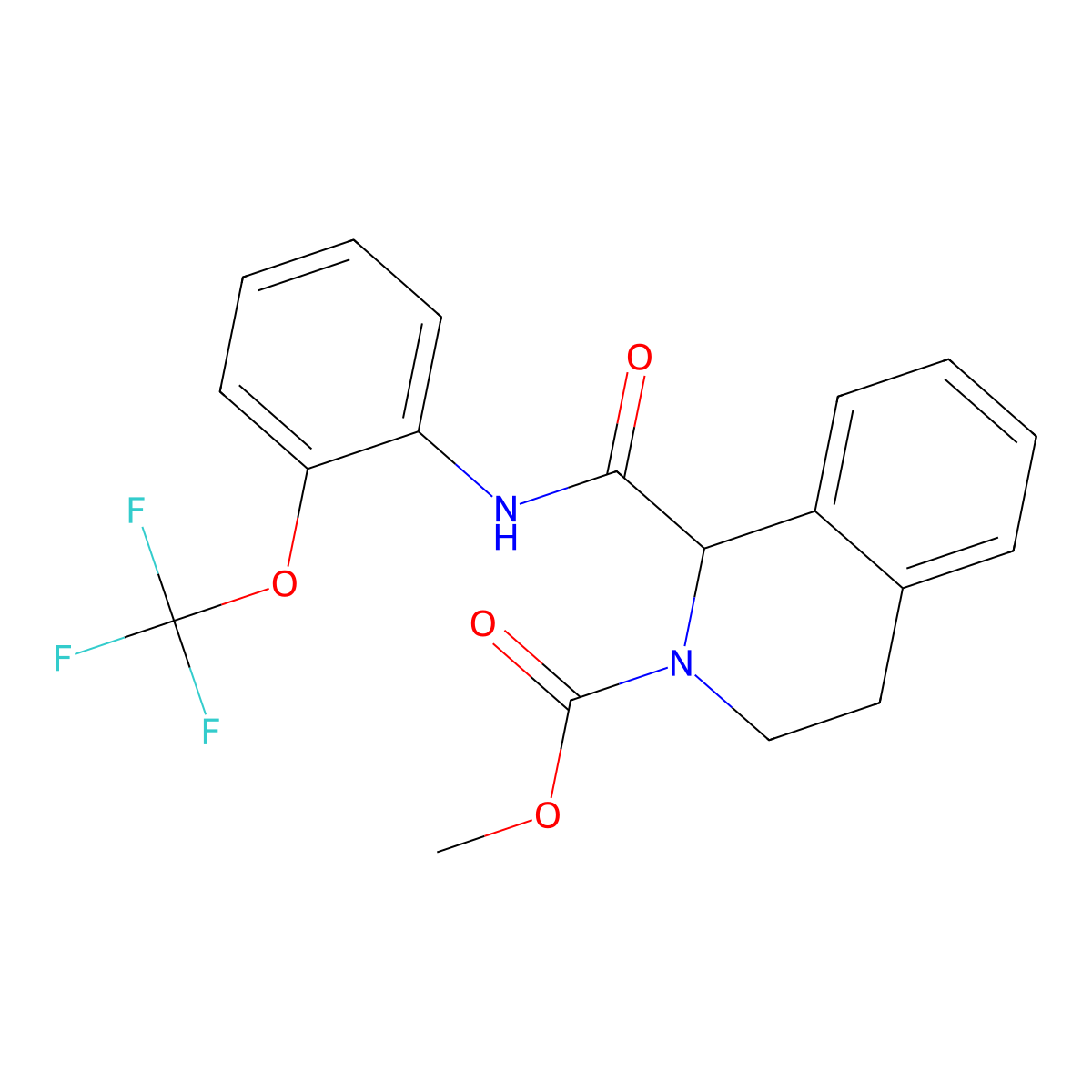 methyl 1-((2-(trifluoromethoxy)phenyl)carbamoyl)-3,4-dihydroisoquinoline-2(1H)-carboxylate molecular structure, CAS 1396574-25-6