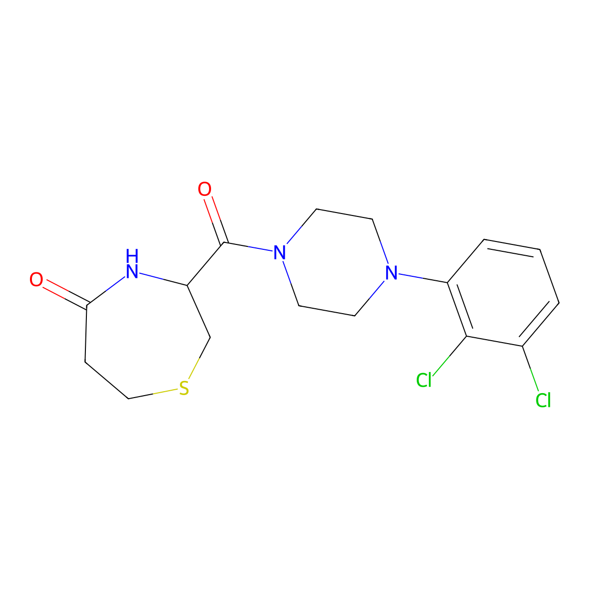 3-[4-(2,3-Dichlorophenyl)piperazine-1-carbonyl]-1,4-thiazepan-5-one molecular structure, CAS 1396574-32-5