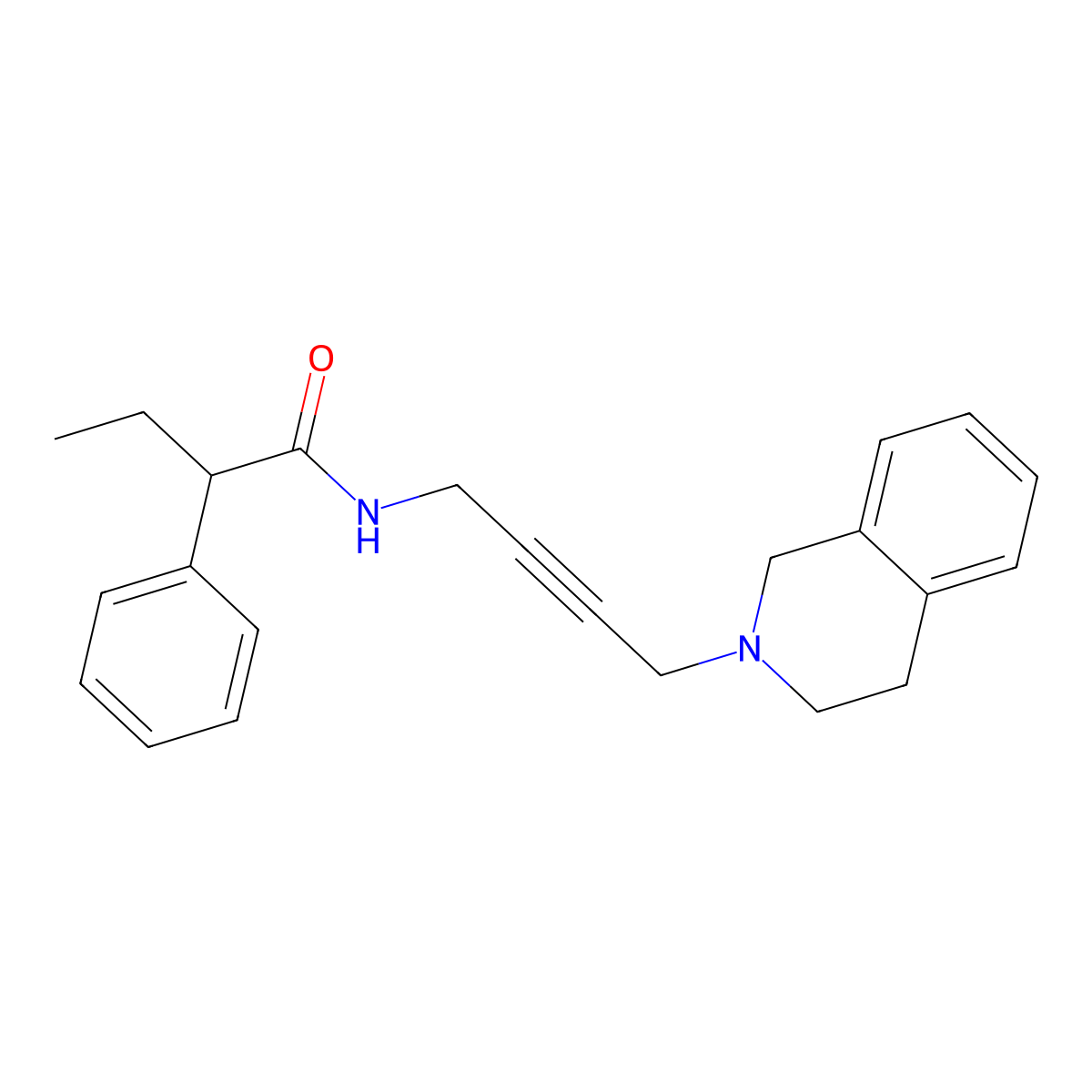 N-(4-(3,4-dihydroisoquinolin-2(1H)-yl)but-2-yn-1-yl)-2-phenylbutanamide molecular structure, CAS 1396575-87-3