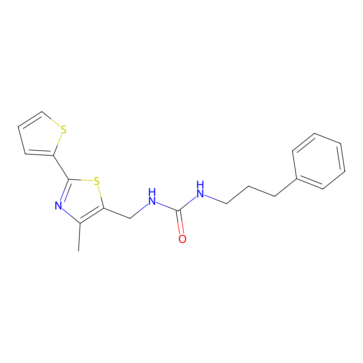 1-((4-Methyl-2-(thiophen-2-yl)thiazol-5-yl)methyl)-3-(3-phenylpropyl)urea molecular structure, CAS 1396576-11-6