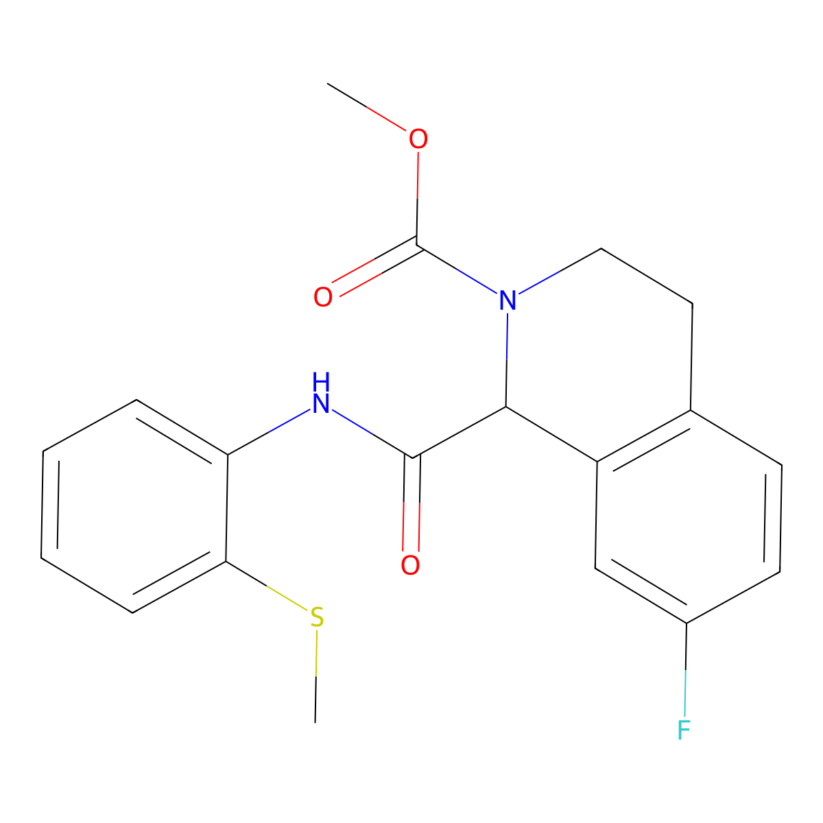 methyl 7-fluoro-1-((2-(methylthio)phenyl)carbamoyl)-3,4-dihydroisoquinoline-2(1H)-carboxylate molecular structure, CAS 1396576-16-1