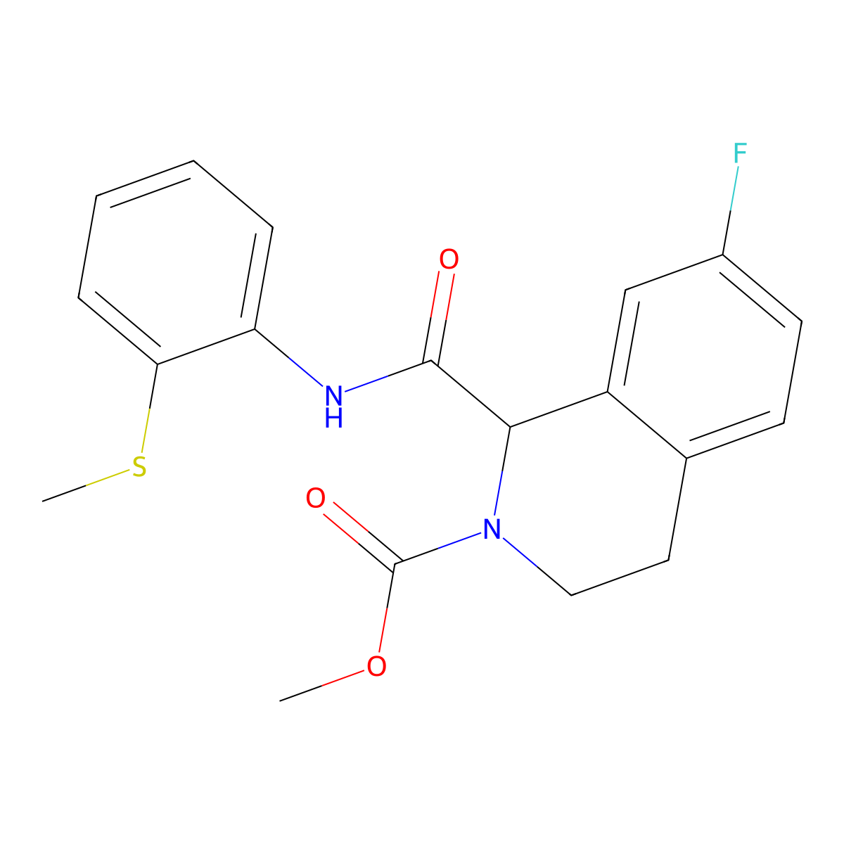 methyl 7-fluoro-1-((2-(methylthio)phenyl)carbamoyl)-3,4-dihydroisoquinoline-2(1H)-carboxylate molecular structure, CAS 1396576-16-1