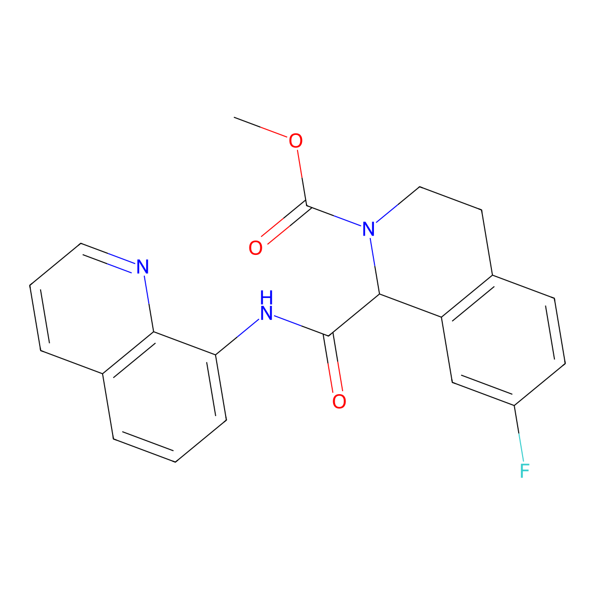 methyl 7-fluoro-1-(quinolin-8-ylcarbamoyl)-3,4-dihydroisoquinoline-2(1H)-carboxylate molecular structure, CAS 1396577-69-7
