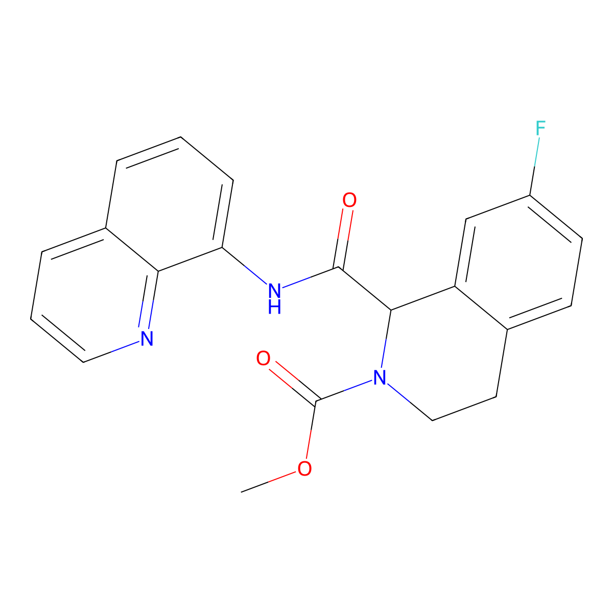 methyl 7-fluoro-1-(quinolin-8-ylcarbamoyl)-3,4-dihydroisoquinoline-2(1H)-carboxylate molecular structure, CAS 1396577-69-7