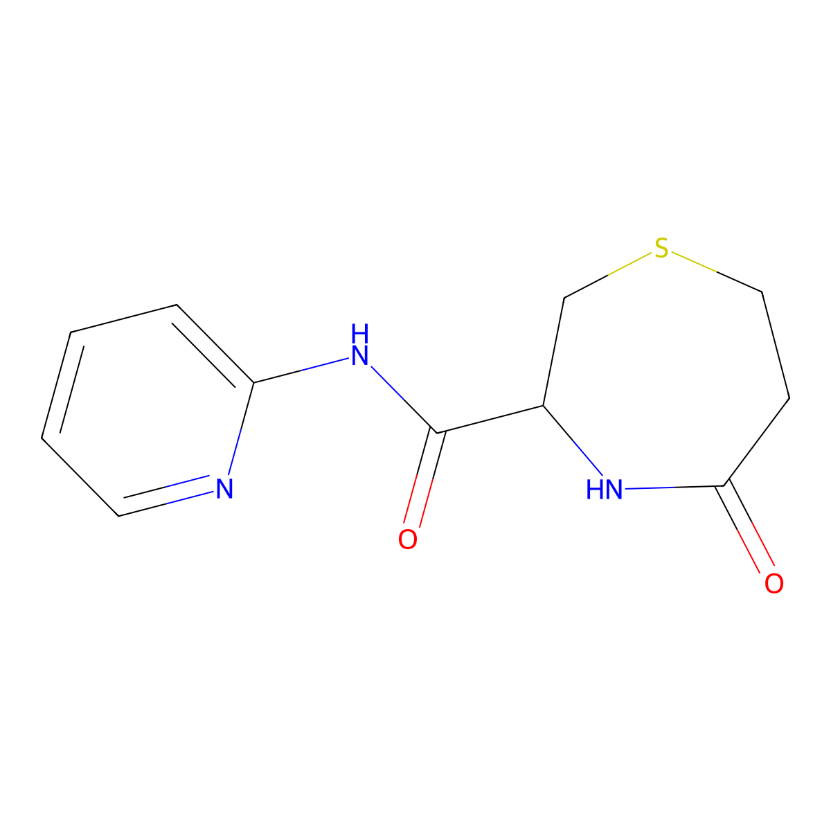 5-oxo-N-(pyridin-2-yl)-1,4-thiazepane-3-carboxamide molecular structure, CAS 1396577-75-5