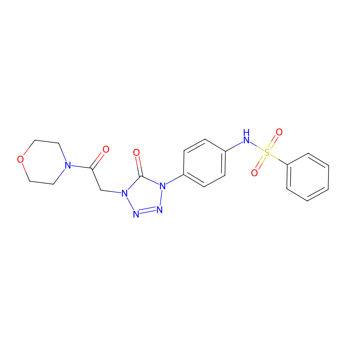 N-(4-(4-(2-morpholino-2-oxoethyl)-5-oxo-4,5-dihydro-1H-tetrazol-1-yl)phenyl)benzenesulfonamide molecular structure, CAS 1396577-93-7