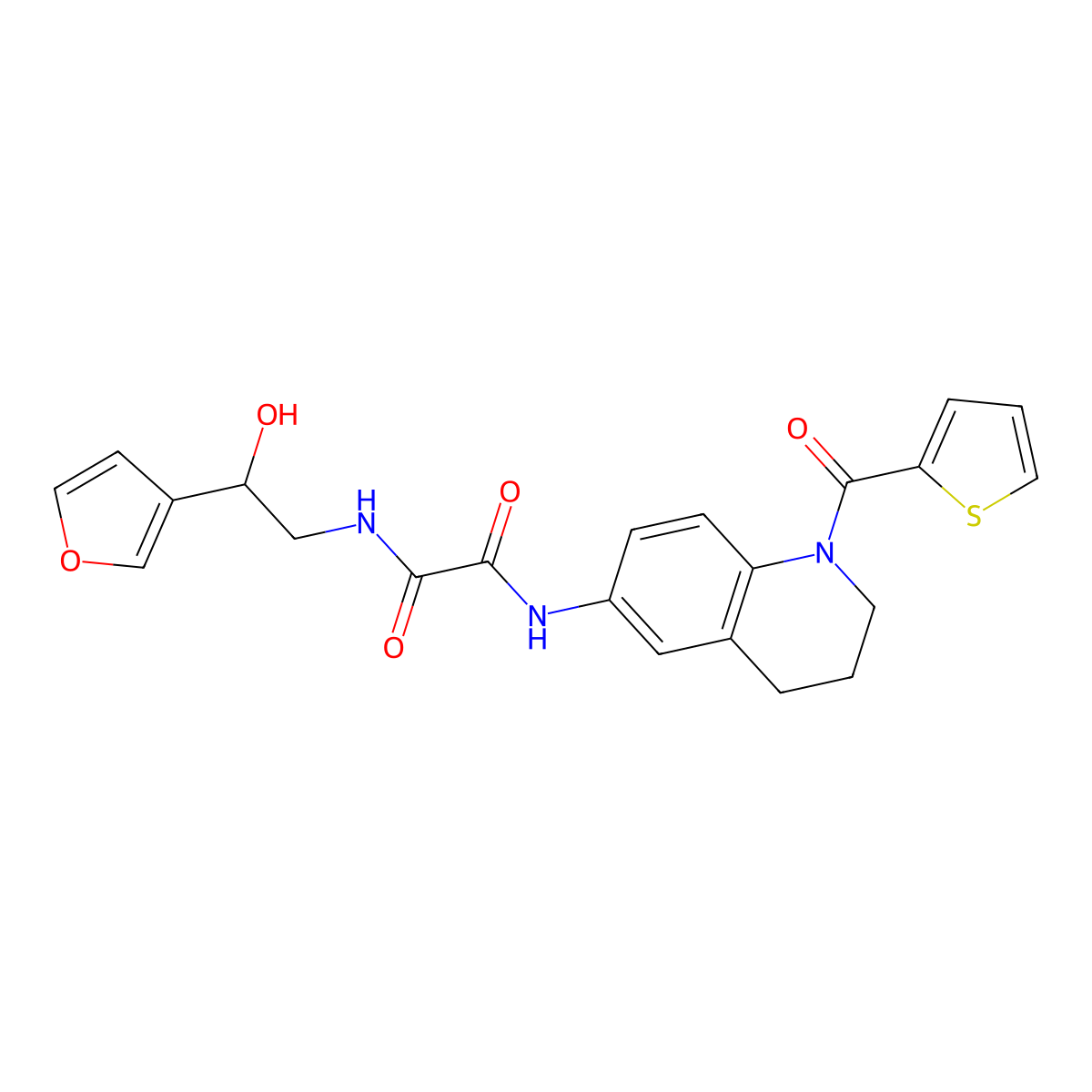 N1-(2-(furan-3-yl)-2-hydroxyethyl)-N2-(1-(thiophene-2-carbonyl)-1,2,3,4-tetrahydroquinolin-6-yl)oxalamide molecular structure, CAS 1396577-97-1