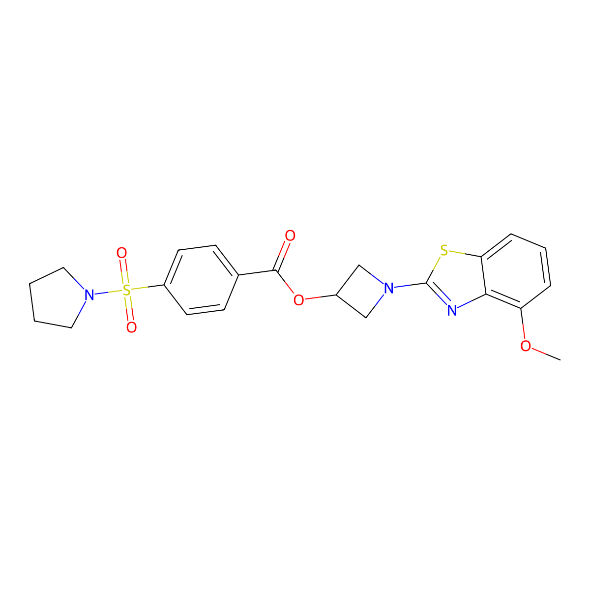 1-(4-Methoxybenzo[d]thiazol-2-yl)azetidin-3-yl 4-(pyrrolidin-1-ylsulfonyl)benzoate molecular structure, CAS 1396578-13-4