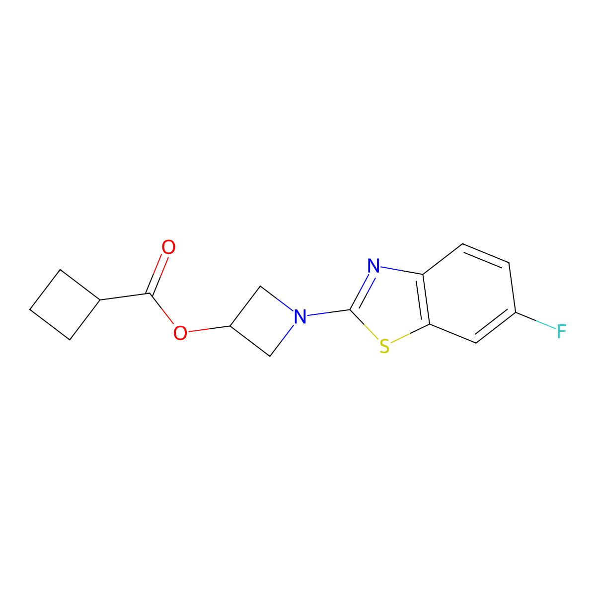 1-(6-Fluorobenzo[d]thiazol-2-yl)azetidin-3-yl cyclobutanecarboxylate molecular structure, CAS 1396578-94-1