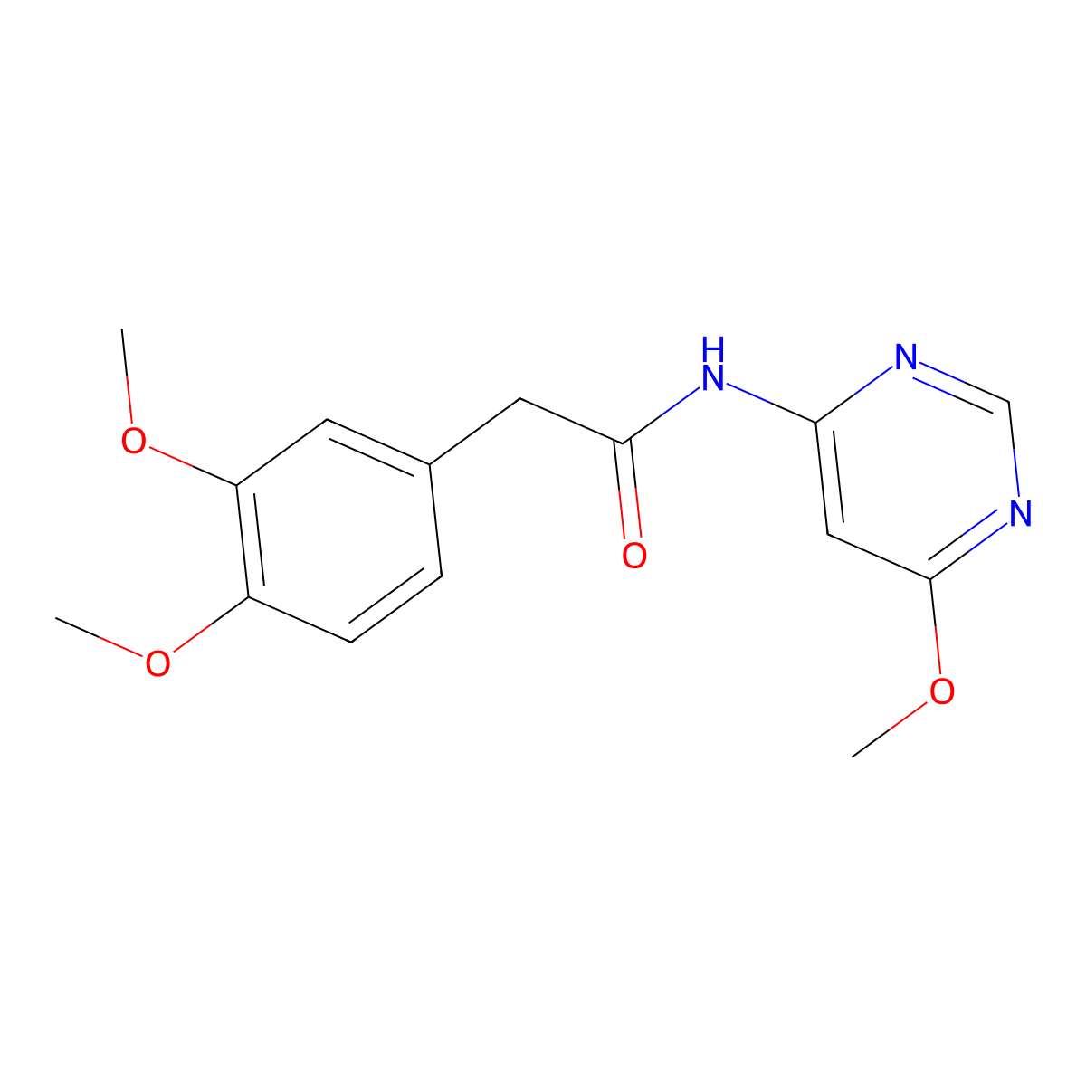 2-(3,4-dimethoxyphenyl)-N-(6-methoxypyrimidin-4-yl)acetamide molecular structure, CAS 1396579-08-0