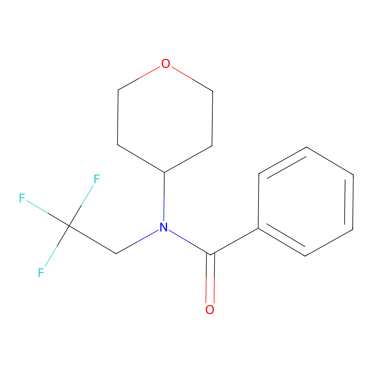 N-(oxan-4-yl)-N-(2,2,2-trifluoroethyl)benzamide molecular structure, CAS 1396579-69-3