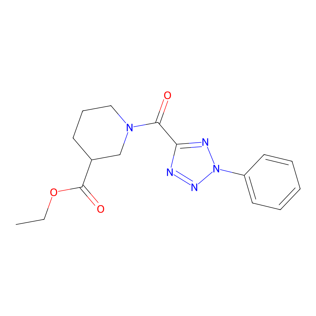 ethyl 1-(2-phenyl-2H-tetrazole-5-carbonyl)piperidine-3-carboxylate molecular structure, CAS 1396580-37-2