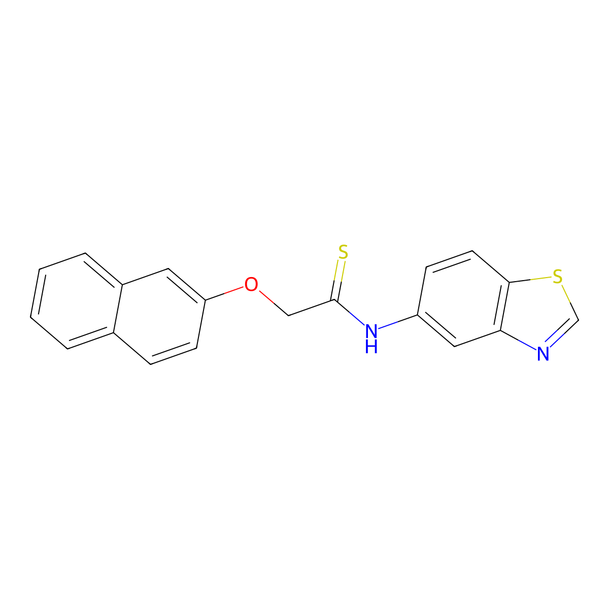 N-(benzo[d]thiazol-5-yl)-2-(naphthalen-2-yloxy)ethanethioamide molecular structure, CAS 1396580-48-5
