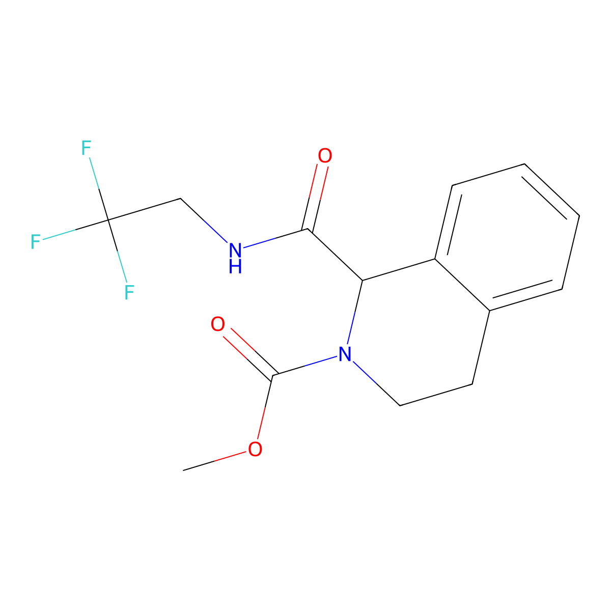 methyl 1-((2,2,2-trifluoroethyl)carbamoyl)-3,4-dihydroisoquinoline-2(1H)-carboxylate molecular structure, CAS 1396580-50-9