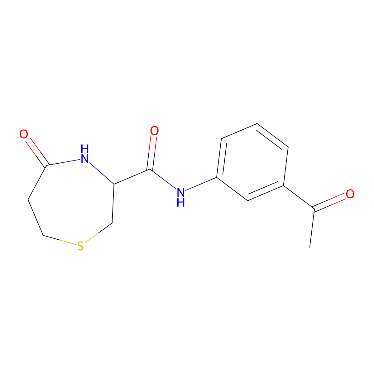 N-(3-acetylphenyl)-5-oxo-1,4-thiazepane-3-carboxamide molecular structure, CAS 1396580-56-5