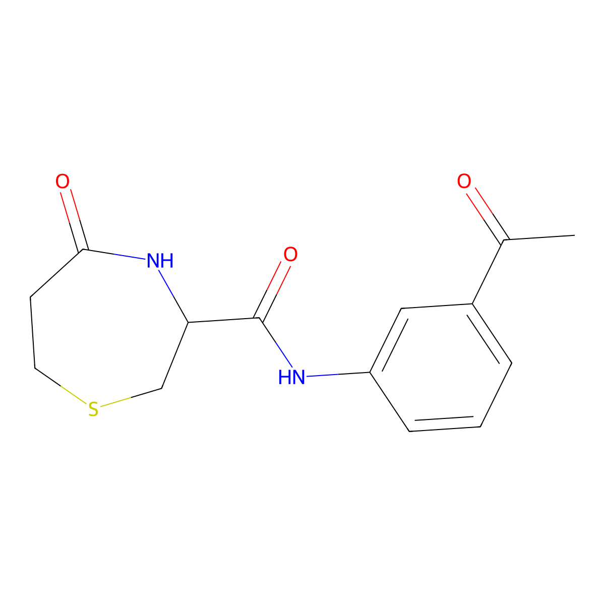 N-(3-acetylphenyl)-5-oxo-1,4-thiazepane-3-carboxamide molecular structure, CAS 1396580-56-5