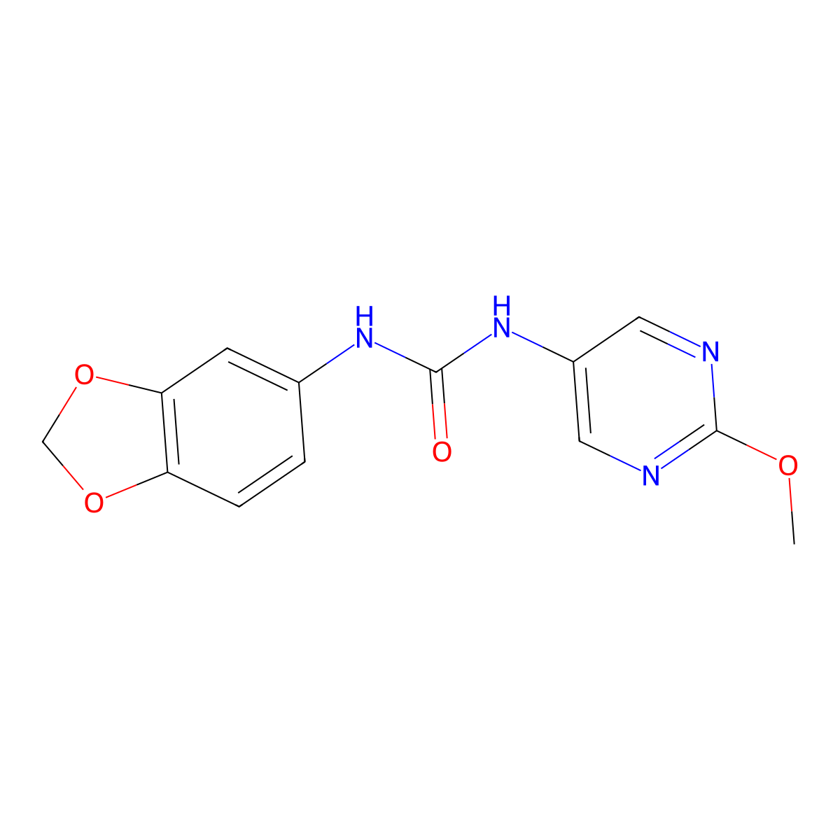 1-(Benzo[d][1,3]dioxol-5-yl)-3-(2-methoxypyrimidin-5-yl)urea molecular structure, CAS 1396580-57-6