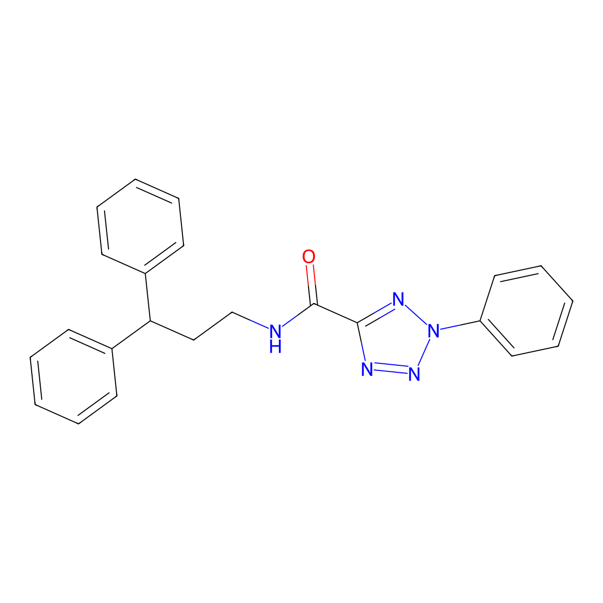 N-(3,3-diphenylpropyl)-2-phenyl-2H-tetrazole-5-carboxamide molecular structure, CAS 1396580-70-3