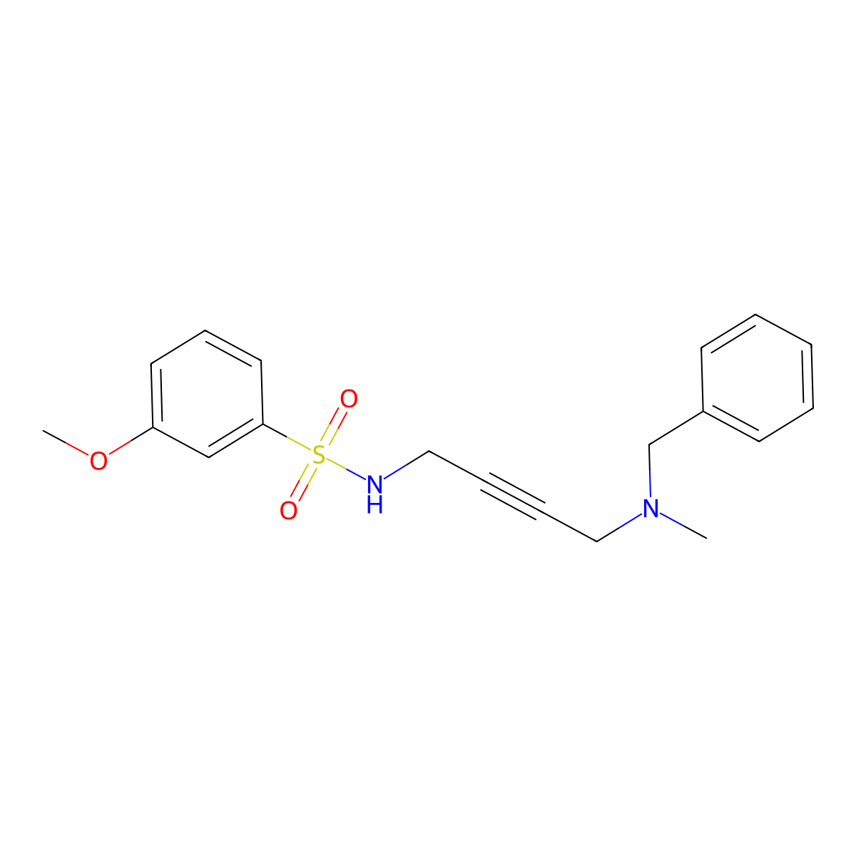 N-(4-(benzyl(methyl)amino)but-2-yn-1-yl)-3-methoxybenzenesulfonamide molecular structure, CAS 1396580-98-5