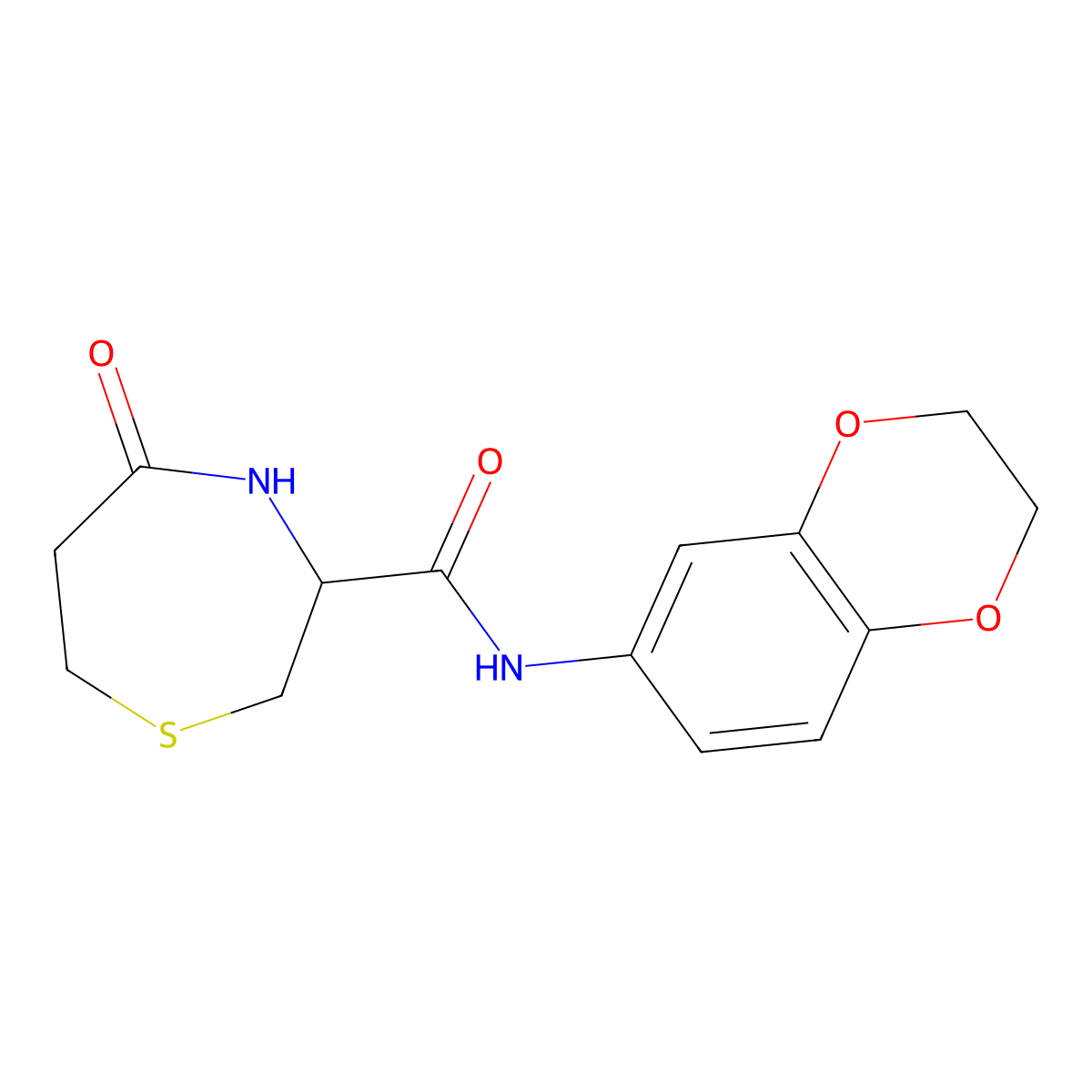 N-(2,3-dihydrobenzo[b][1,4]dioxin-6-yl)-5-oxo-1,4-thiazepane-3-carboxamide molecular structure, CAS 1396581-02-4