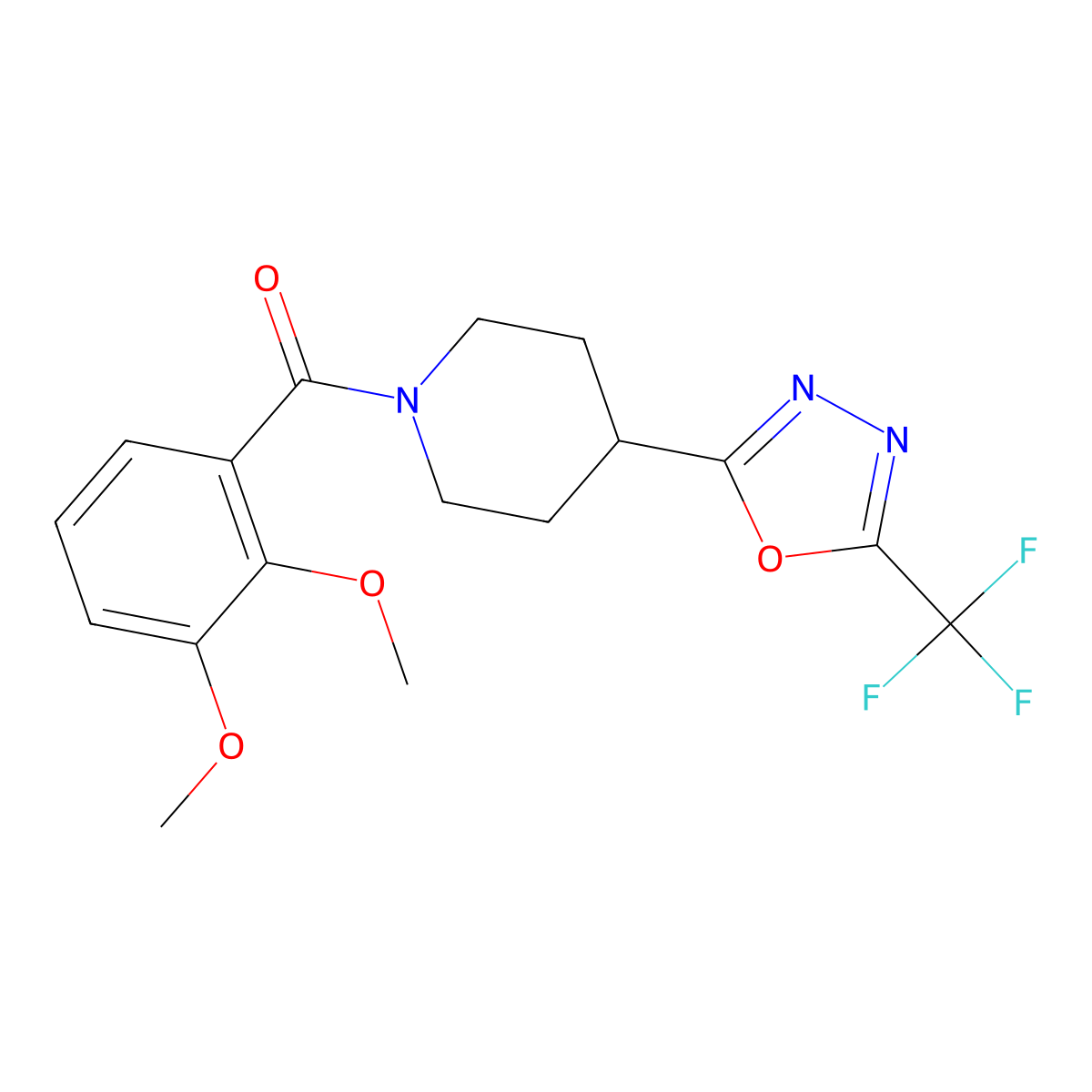 (2,3-Dimethoxyphenyl)(4-(5-(trifluoromethyl)-1,3,4-oxadiazol-2-yl)piperidin-1-yl)methanone molecular structure, CAS 1396582-10-7