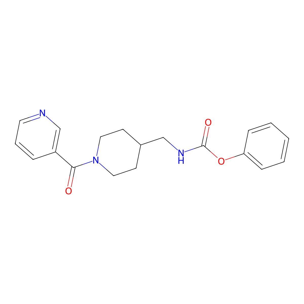 Phenyl ((1-nicotinoylpiperidin-4-yl)methyl)carbamate molecular structure, CAS 1396582-37-8