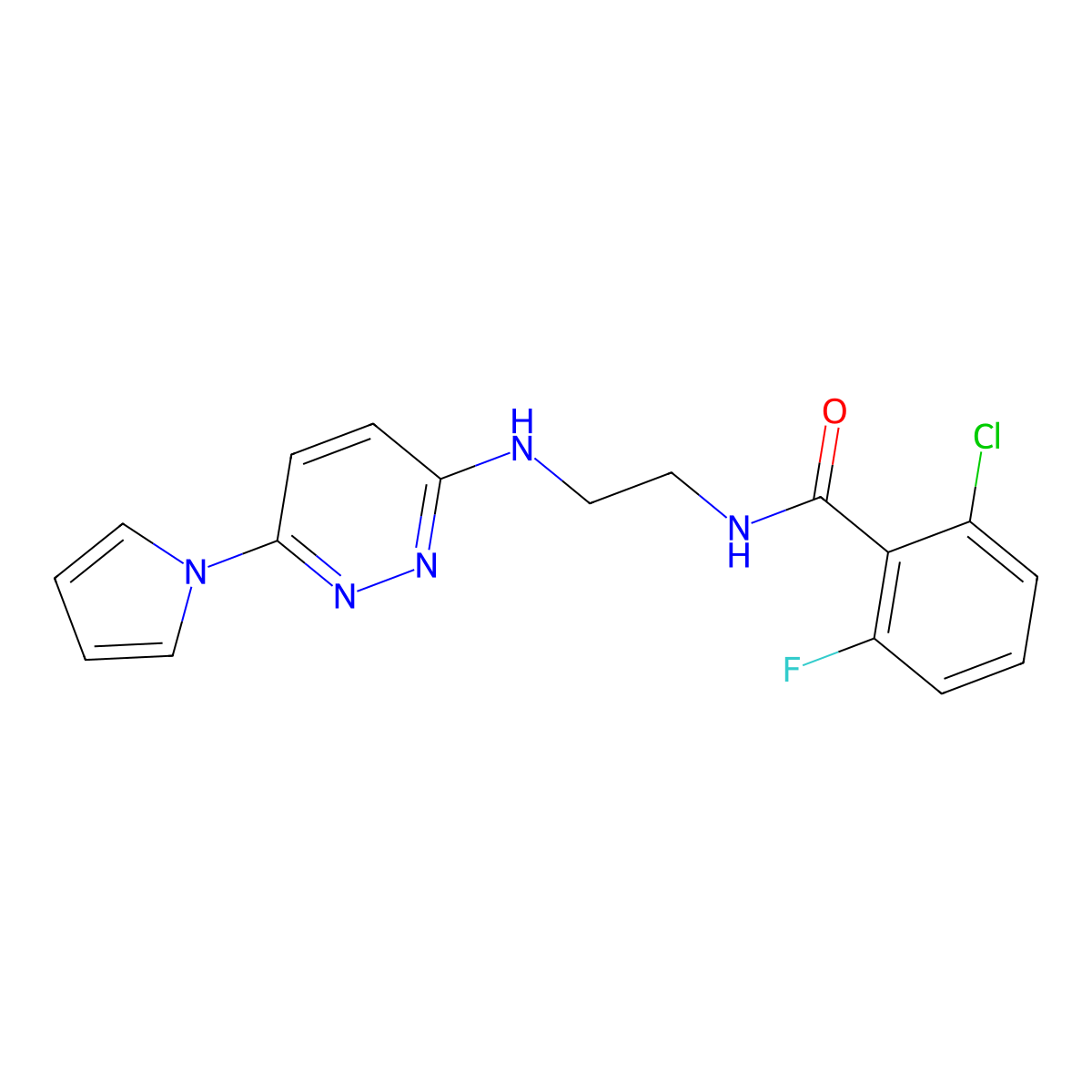 N-(2-((6-(1H-pyrrol-1-yl)pyridazin-3-yl)amino)ethyl)-2-chloro-6-fluorobenzamide molecular structure, CAS 1396582-83-4