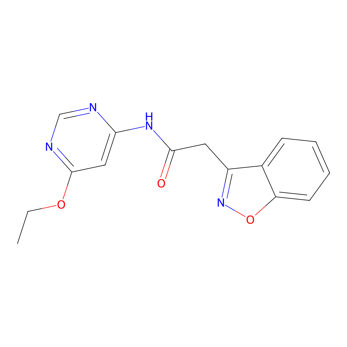 2-(benzo[d]isoxazol-3-yl)-N-(6-ethoxypyrimidin-4-yl)acetamide molecular structure, CAS 1396583-00-8