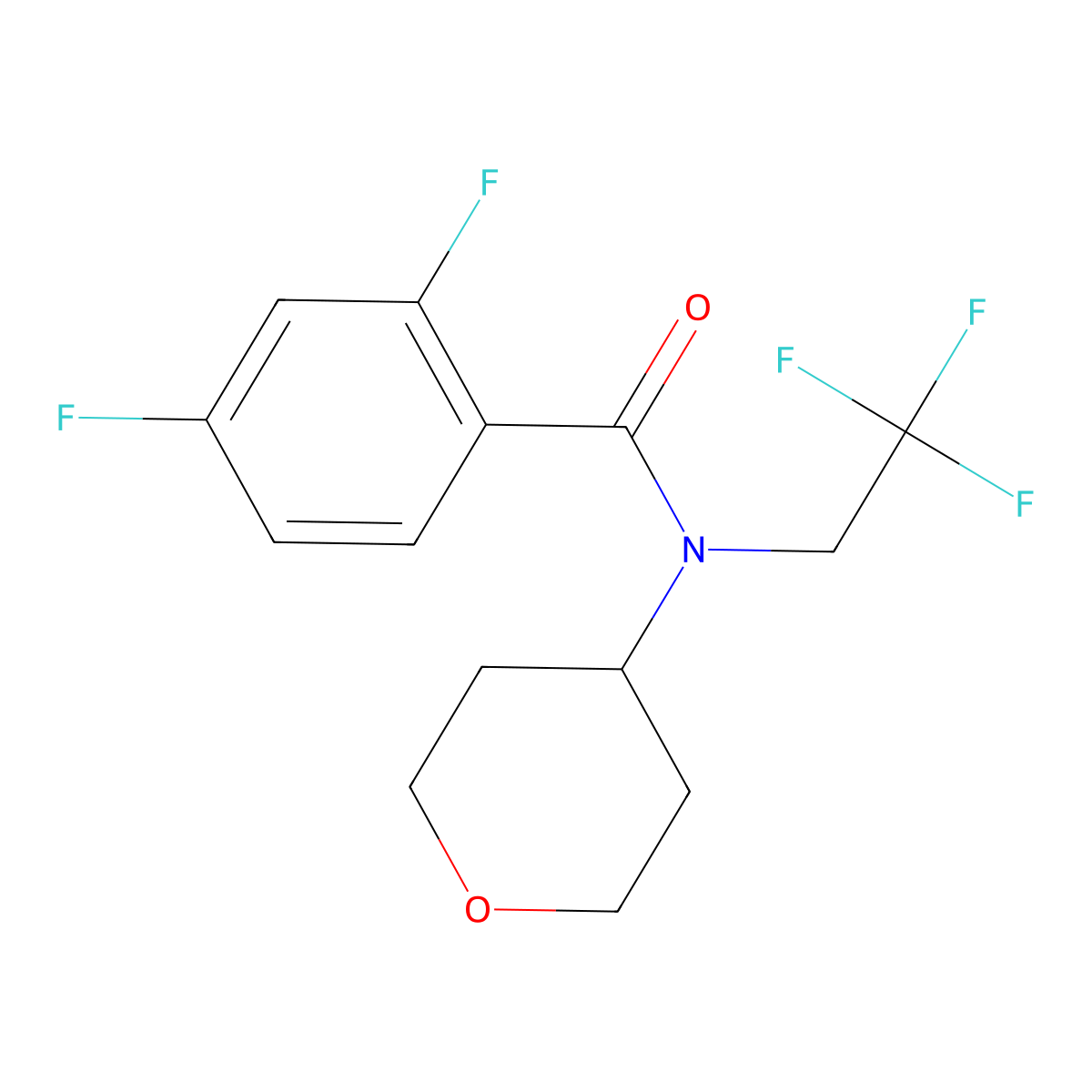 2,4-difluoro-N-(oxan-4-yl)-N-(2,2,2-trifluoroethyl)benzamide molecular structure, CAS 1396583-01-9
