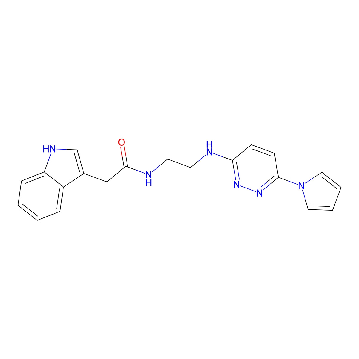 N-(2-((6-(1H-pyrrol-1-yl)pyridazin-3-yl)amino)ethyl)-2-(1H-indol-3-yl)acetamide molecular structure, CAS 1396583-15-5