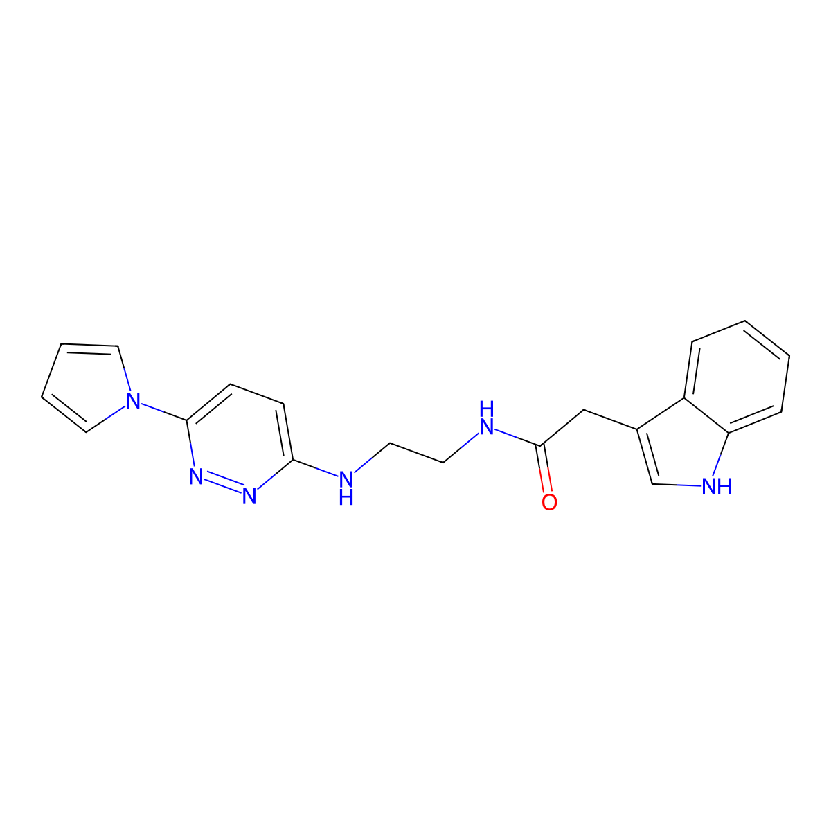 N-(2-((6-(1H-pyrrol-1-yl)pyridazin-3-yl)amino)ethyl)-2-(1H-indol-3-yl)acetamide molecular structure, CAS 1396583-15-5