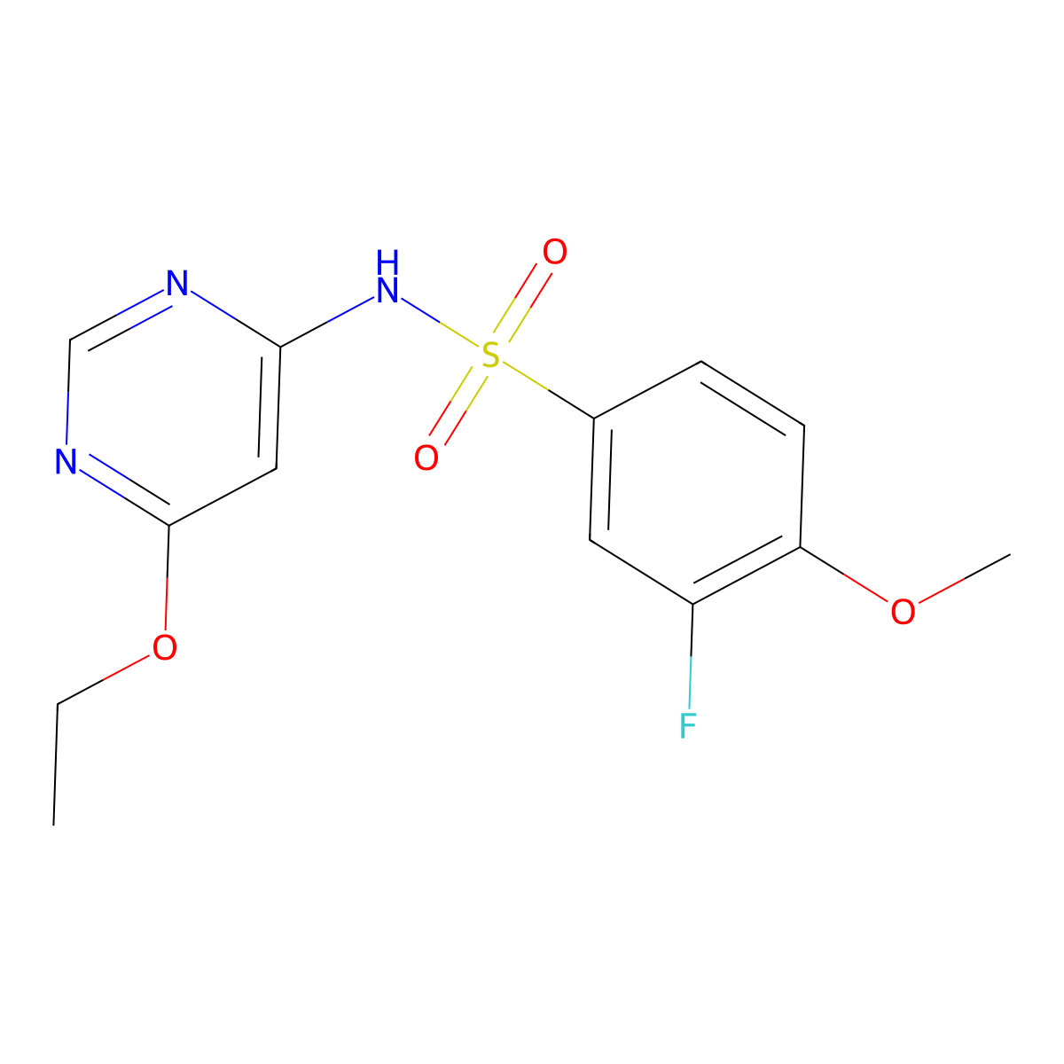 N-(6-ethoxypyrimidin-4-yl)-3-fluoro-4-methoxybenzenesulfonamide molecular structure, CAS 1396583-16-6