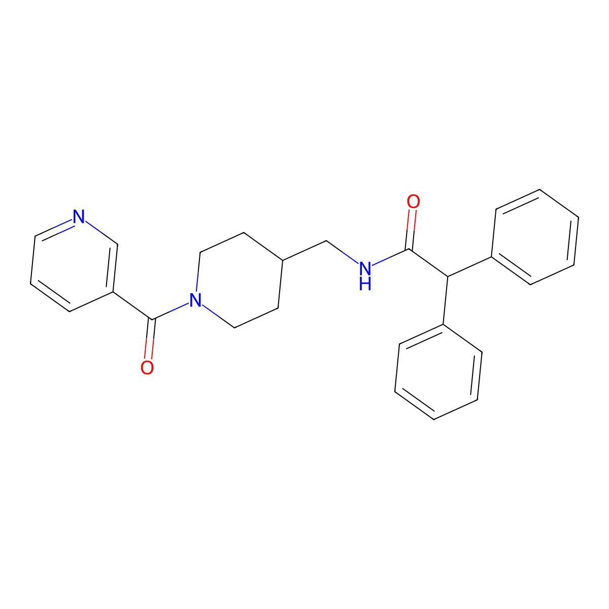 N-((1-nicotinoylpiperidin-4-yl)methyl)-2,2-diphenylacetamide molecular structure, CAS 1396583-65-5