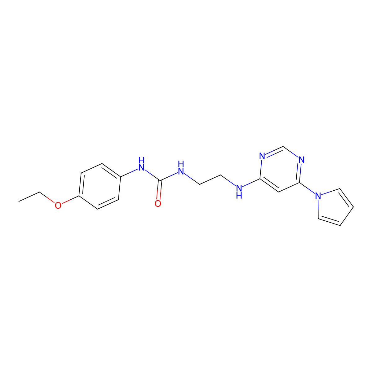 1-(2-((6-(1H-pyrrol-1-yl)pyrimidin-4-yl)amino)ethyl)-3-(4-ethoxyphenyl)urea molecular structure, CAS 1396583-68-8