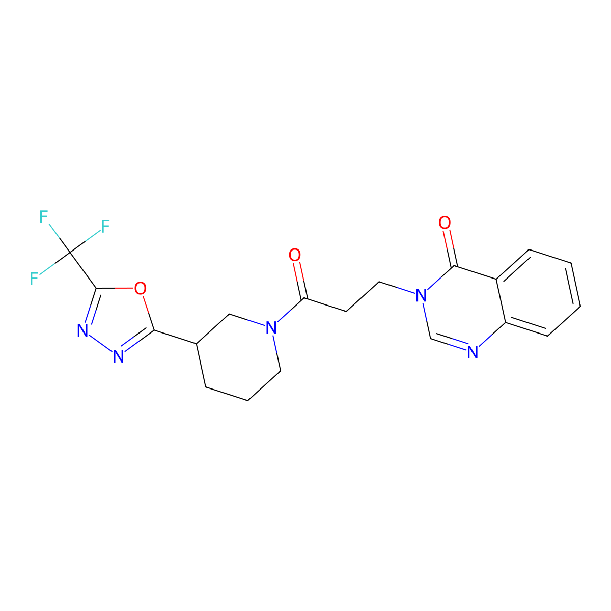 3-(3-oxo-3-(3-(5-(trifluoromethyl)-1,3,4-oxadiazol-2-yl)piperidin-1-yl)propyl)quinazolin-4(3H)-one molecular structure, CAS 1396583-72-4