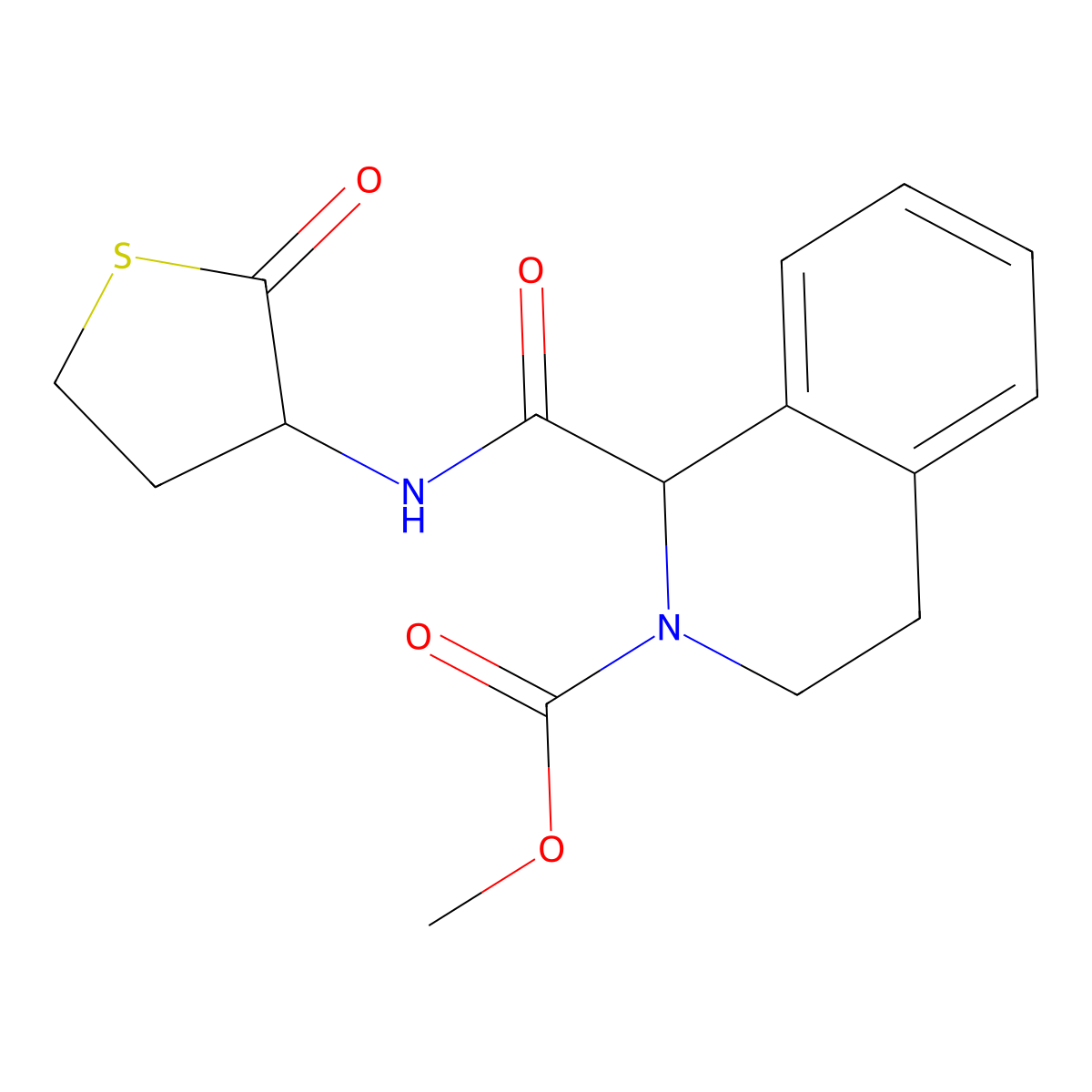 methyl 1-((2-oxotetrahydrothiophen-3-yl)carbamoyl)-3,4-dihydroisoquinoline-2(1H)-carboxylate molecular structure, CAS 1396583-73-5