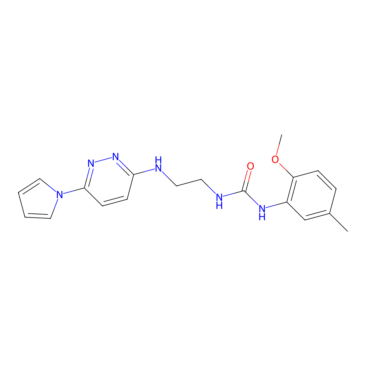 1-(2-((6-(1H-pyrrol-1-yl)pyridazin-3-yl)amino)ethyl)-3-(2-methoxy-5-methylphenyl)urea molecular structure, CAS 1396584-03-4