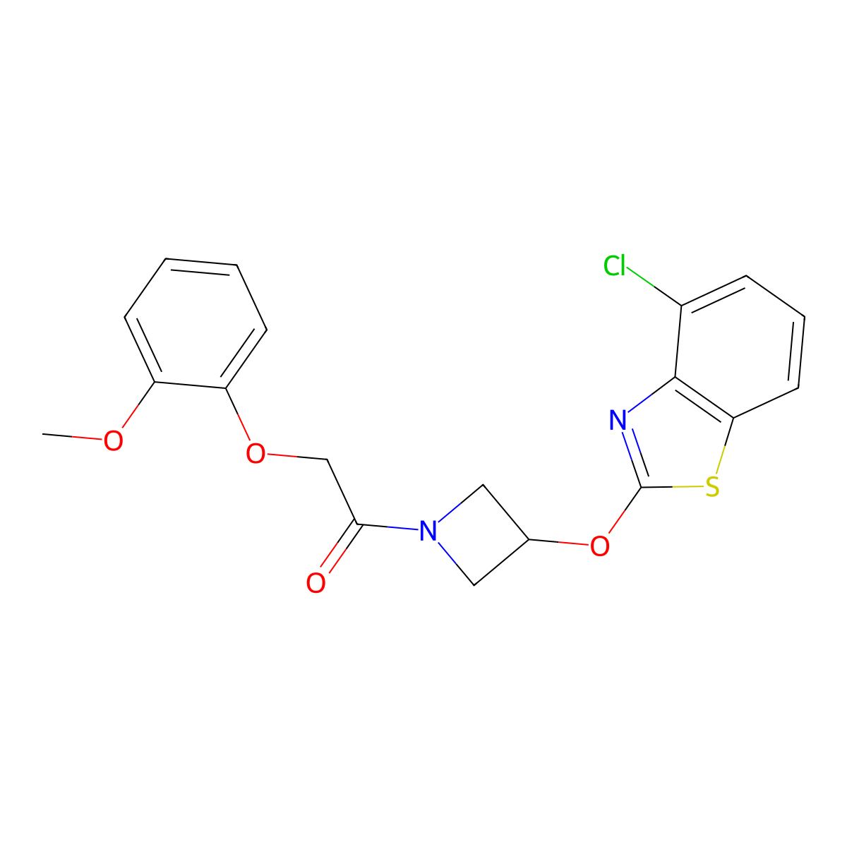 1-(3-((4-Chlorobenzo[d]thiazol-2-yl)oxy)azetidin-1-yl)-2-(2-methoxyphenoxy)ethanone molecular structure, CAS 1396584-14-7