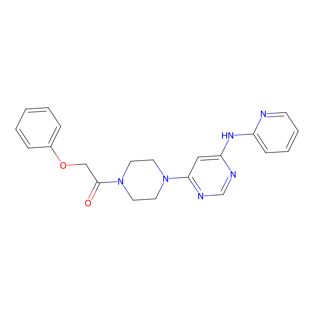 2-Phenoxy-1-(4-(6-(pyridin-2-ylamino)pyrimidin-4-yl)piperazin-1-yl)ethanone molecular structure, CAS 1396584-45-4
